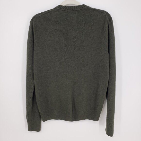 LF Furst of a Kind Lace Up Plunge Neck Sweater M Womens Upcycle Olive Green - Picture 2 of 8